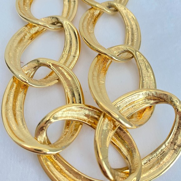 Napier Necklace F90 Vintage Chunky Choker Gold Tone Oversized Curb Links - Picture 6 of 11